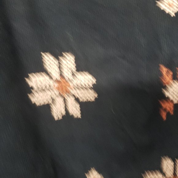 Madewell Navy Corduroy Embroidered Button Up Peasant Blouse Size 2X - Picture 4 of 14